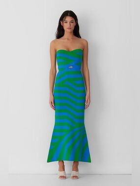 the wolf gang blue and green dress The Wolf Gang Oahu Slip Dress (FOR SALE)  The Dress Nook